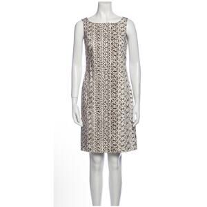 MaxMara A-Line Snakeskin Print Career Knee Length Bateau Neckline Dress 8